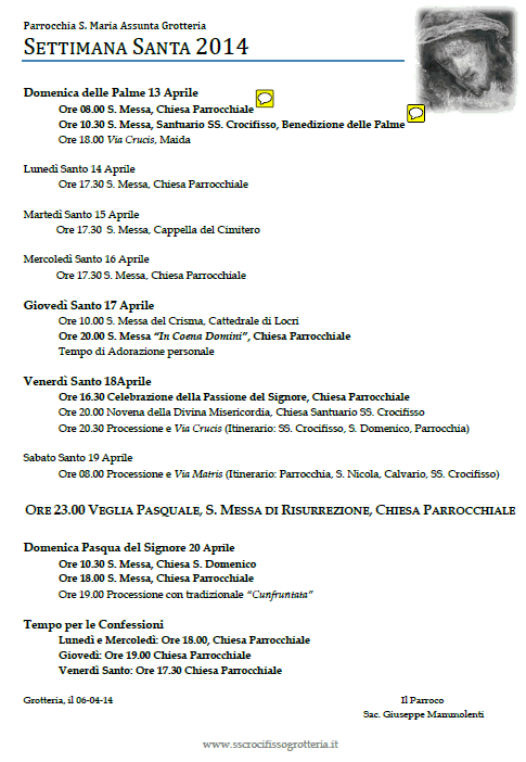 Programma Settimana Santa 2014